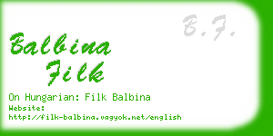 balbina filk business card